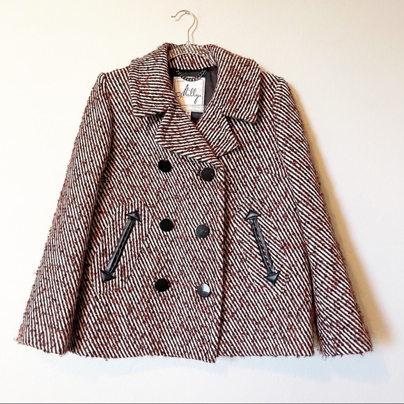 Milly Red and White Pea Coat - Picture 1 of 7